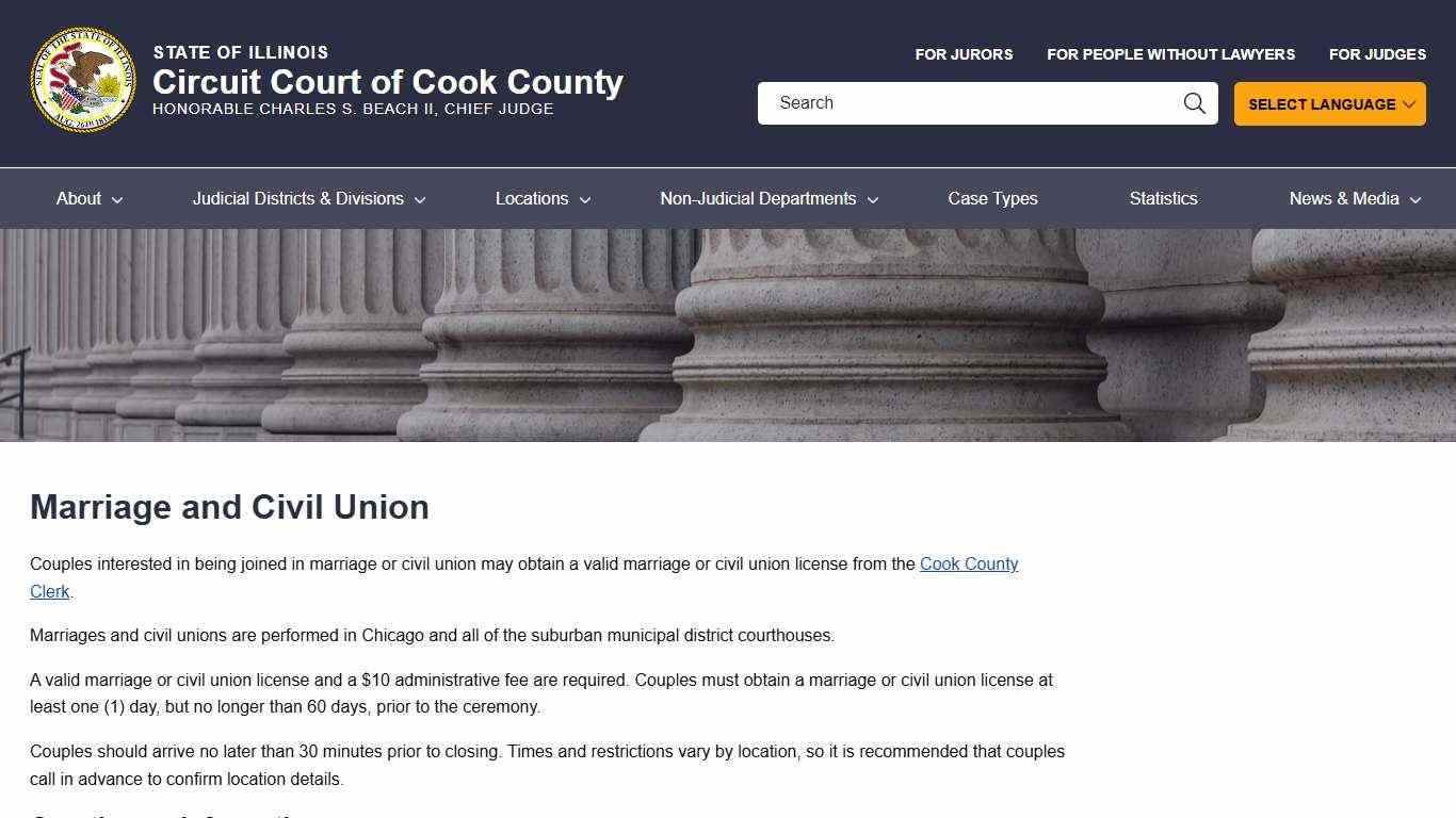 Marriage and Civil Union | Circuit Court of Cook County
