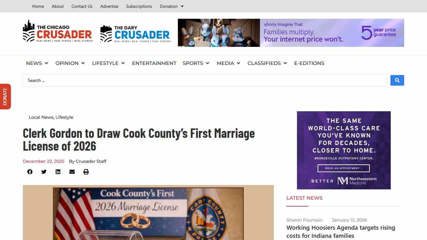 Clerk Gordon to Draw Cook County’s First Marriage License of 2026