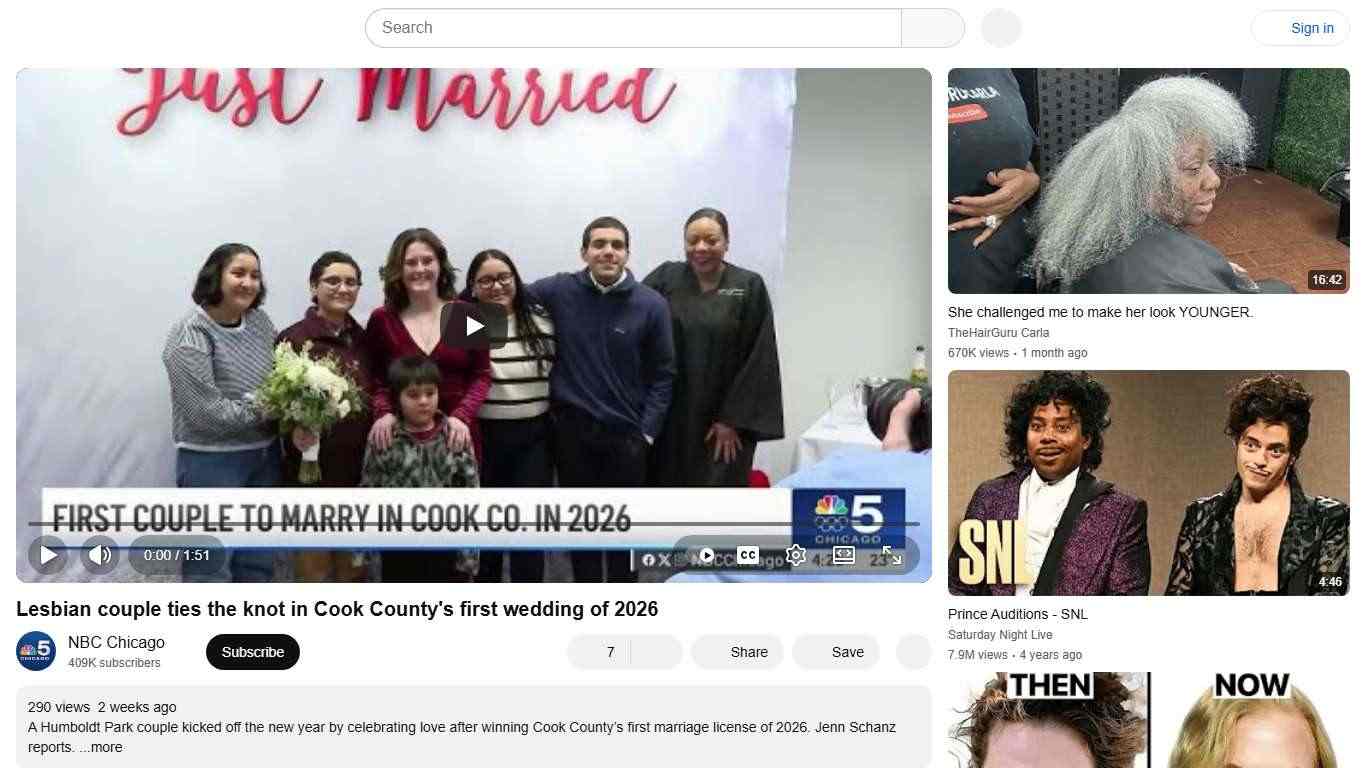 Lesbian couple ties the knot in Cook County's first wedding of 2026 - YouTube